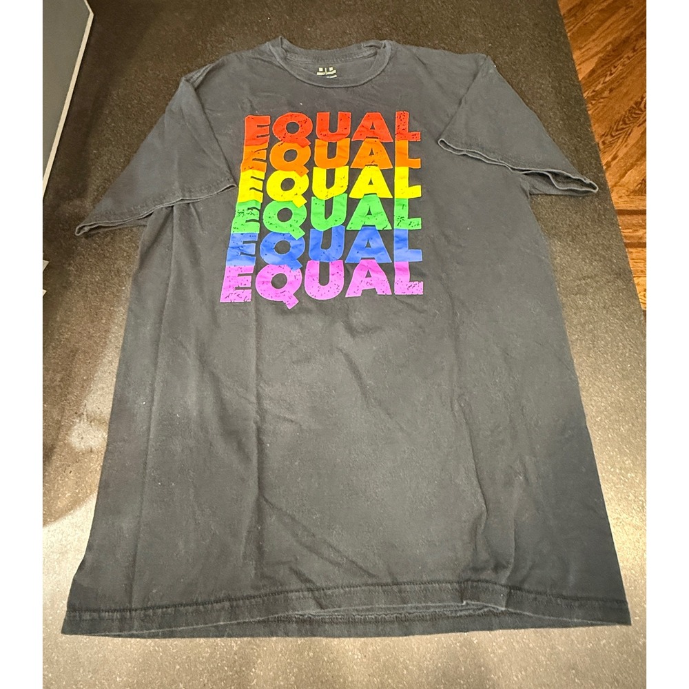 Michaels Equal Graphic Tee M Black Rainbow Pride Equality Shirt LGBTQ+ Parade